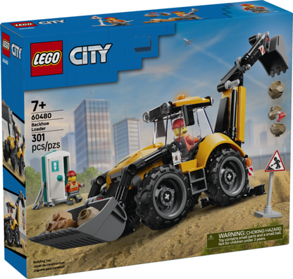 Yellow Backhoe Loader