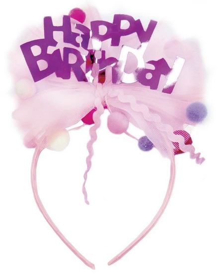 Happy Bday Headband Pnk