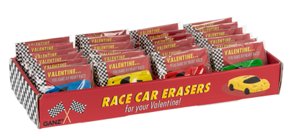 Race Car Erasers Valentines