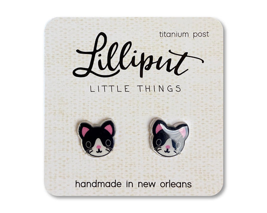 Kitty Cat Tuxedo Earrings