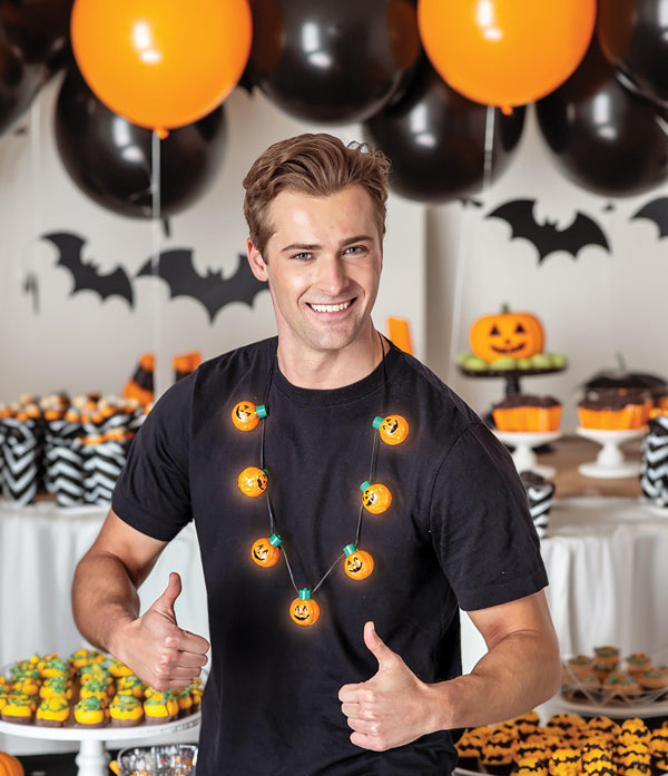 Jumbo Flashing Pumpkin Necklace
