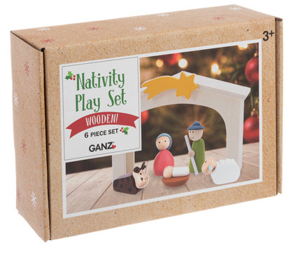 WOOD NATIVITY SCENE 6PC SET