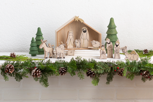Wood Nativity 12 piece Set