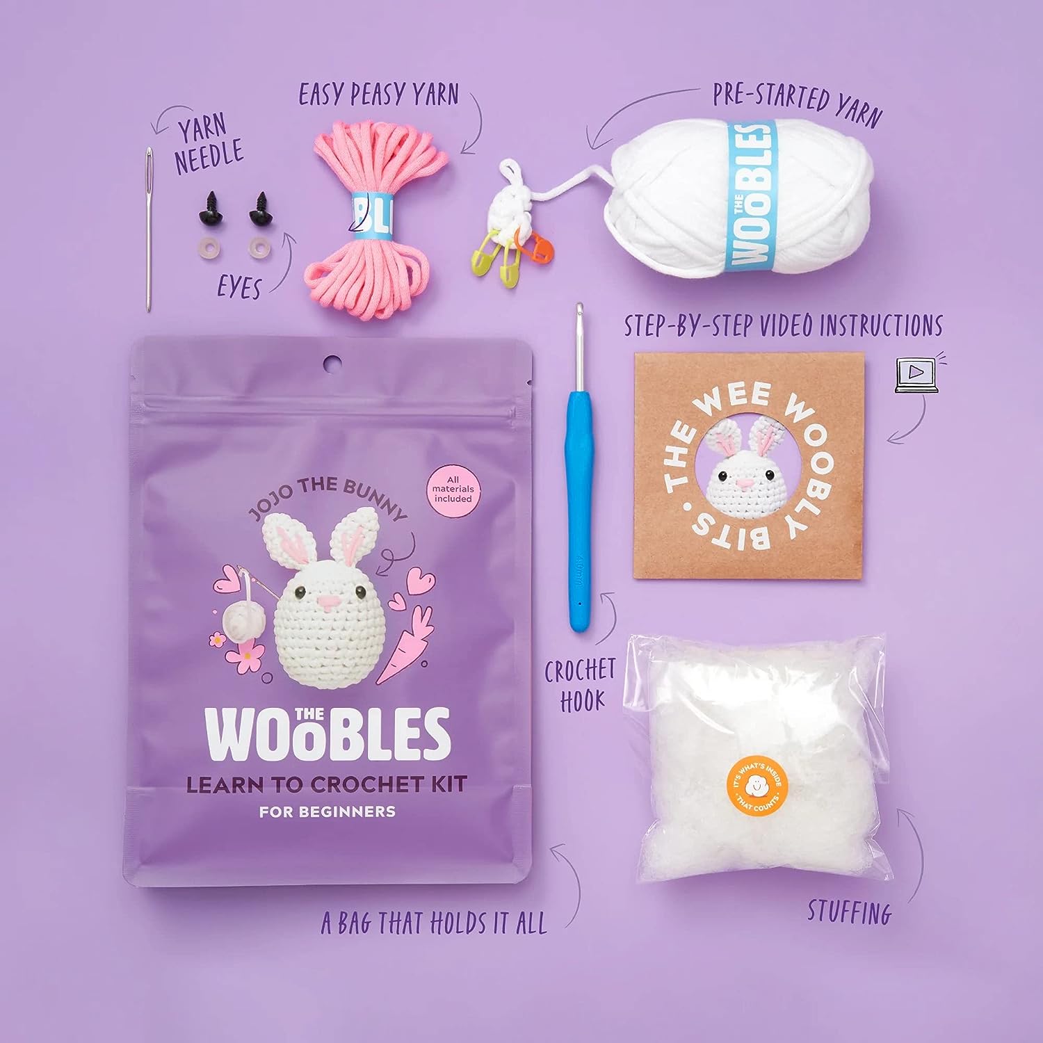 Jojo the Bunny Woobles Crochet Kit