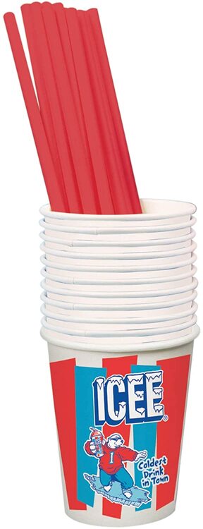 Icee Paper Cups and Straw